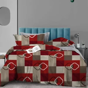 Geometric Red & Brown Double Bed Sheet