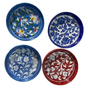 Handcrafted Blue Pottery Art Plates Elegant & Timeless Tableware 7 Inch