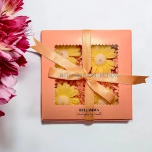PACK OF 4 IN GIFT BOX DAISY FLOATING CANDLE- YELLOW