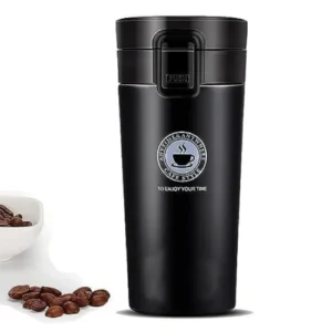 Sleek Black Vacuum Coffee Cup