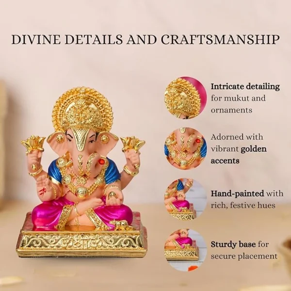 Dagdusheth Ganpati Idol – Lord Ganesha Murti for Home Temple & Pooja Room | Divine Ganesh Statue for Positive Energy, Wealth & Prosperity - Image 2