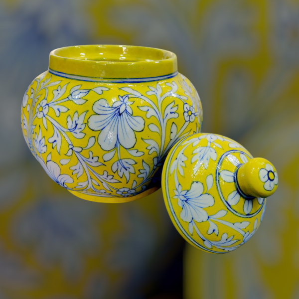Handpainted Blue Pottery Melon Pot | Traditional Jaipur Craft | Decorative Storage Jar - Image 5
