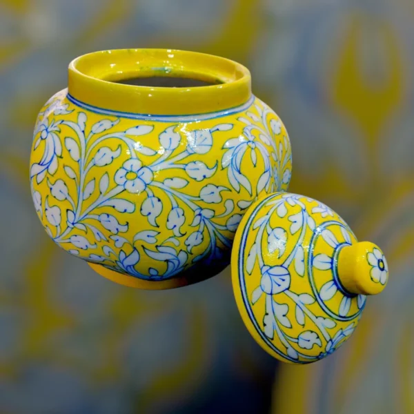 Handpainted Blue Pottery Melon Pot | Traditional Jaipur Craft | Decorative Storage Jar - Image 7