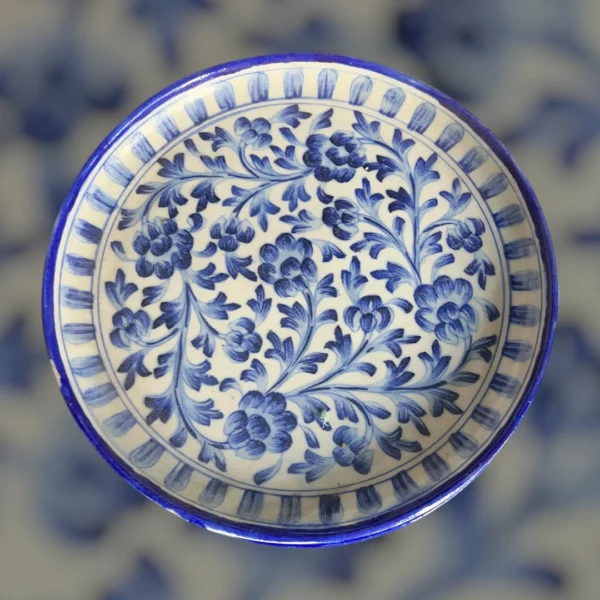 Handcrafted Blue Pottery Wall Decor Plate | Jaipur Artisan-Made | Boho Wall Hanging Accent - Image 4
