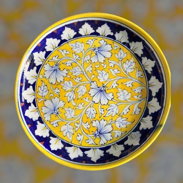 Handcrafted Blue Pottery Wall Decor Plate | Jaipur Artisan-Made | Boho Wall Hanging Accent - Image 5
