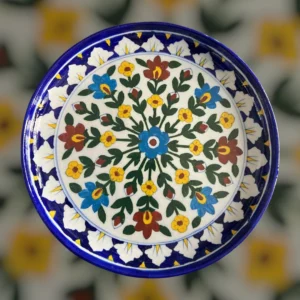 Handcrafted Blue Pottery Wall Decor Plate | Jaipur Artisan-Made | Boho Wall Hanging Accent