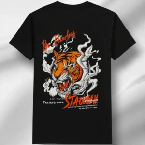 Cottonsiner Black Oversized Graphic T-Shirt for Men | Fearless Tiger Back Print | 100% Cotton 180 GSM | Stylish Streetwear Regular Fit Tee | Sizes S to XL