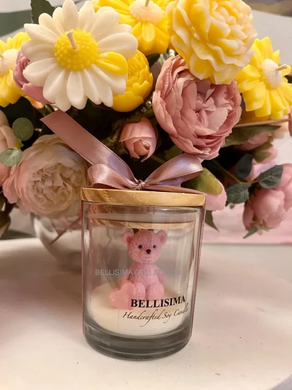 TEDDY WITH HEART IN JAR CANDLE