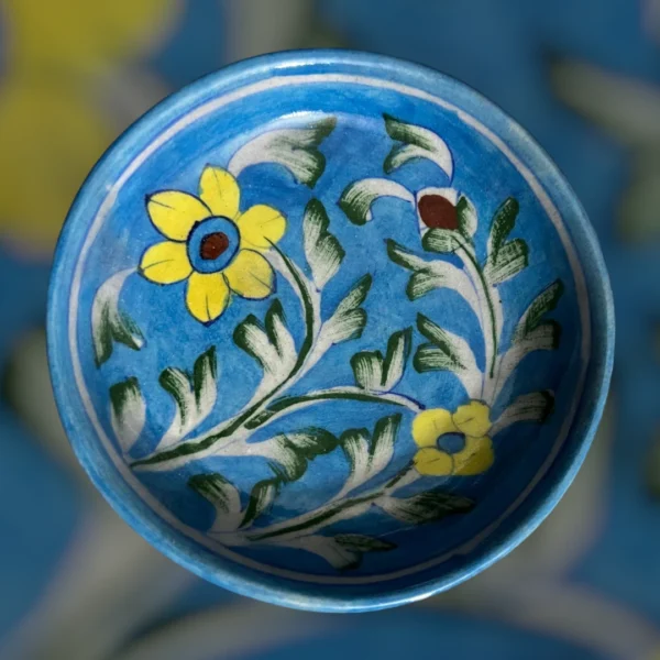 Handcrafted Blue Pottery Decorative Plate – 4 Inch - Image 5