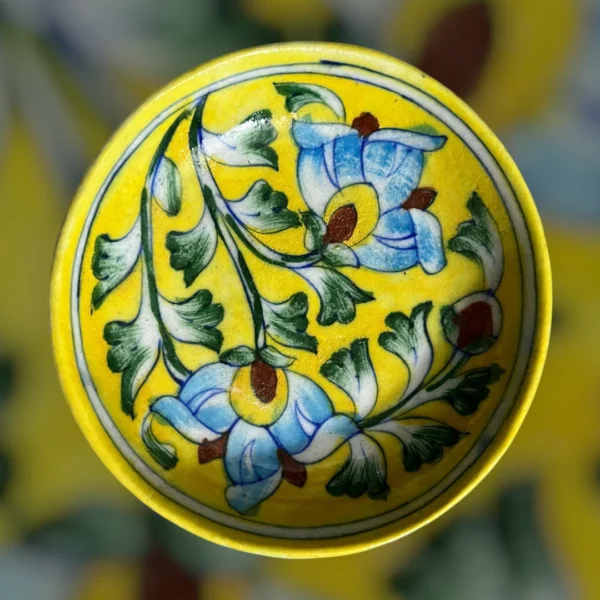 Handcrafted Blue Pottery Decorative Plate – 4 Inch - Image 3