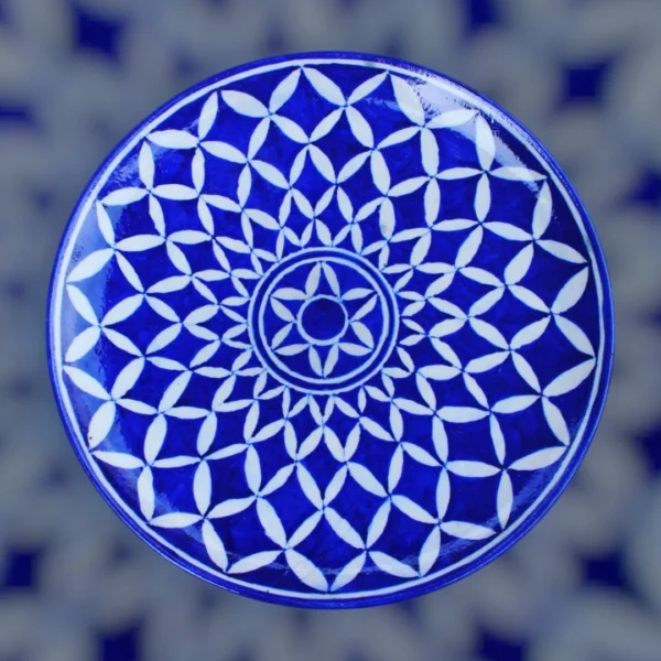 Handcrafted Blue Pottery Wall Decor Plate | Jaipur Artisan-Made | Boho Wall Hanging Accent 10 Inch - Image 2