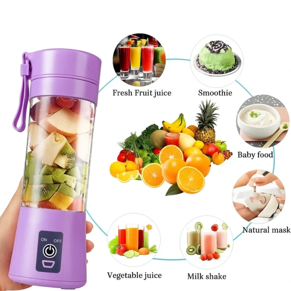 Rechargeable Portable Juicer Blender – USB Charging, Smoothie & Shake Maker (400ml) - Image 2