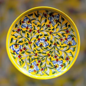 Handcrafted Blue Pottery Wall Decor Plate | Jaipur Artisan-Made | Boho Wall Hanging Accent 10 Inch